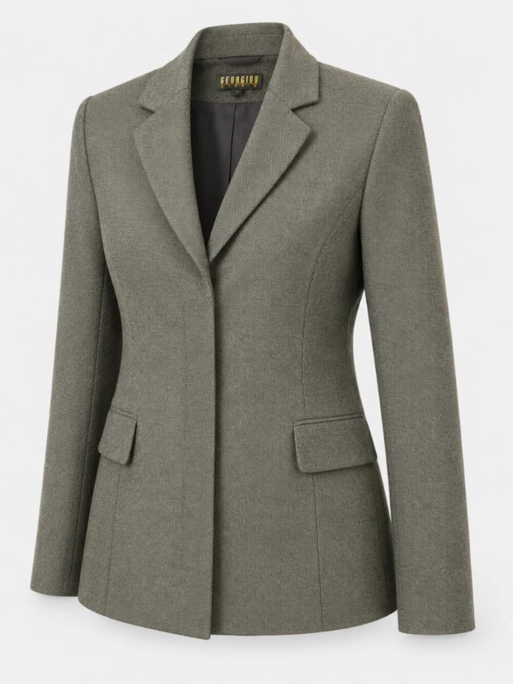 Vintage Style Georgiou Studio Women’s Olive Green Tweed Blazer Jacket Size 12